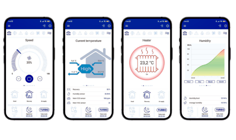 Лесно управление на стайният рекуператор Dalap BRISE 160 PROFI и преглед на измерените стойности в мобилното приложение